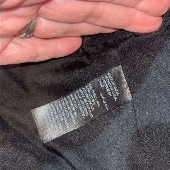 White House Black Market Tweed  Plaid Tweed Fringe Metallic Jacket Size 4 - Picture 8 of 10